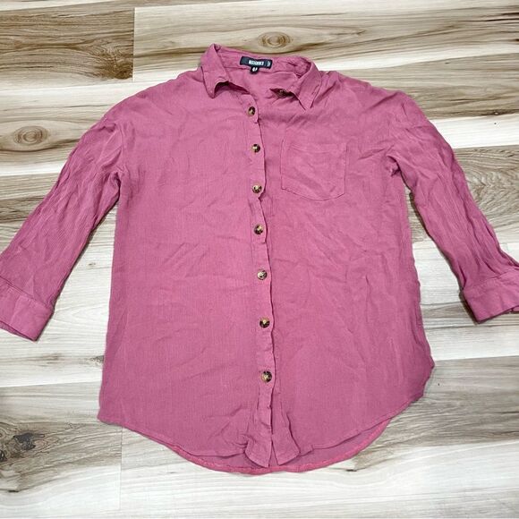 Missguided Womens Mauve Button Front Shirt Beach Cover Up Women’s 6 - Picture 2 of 3